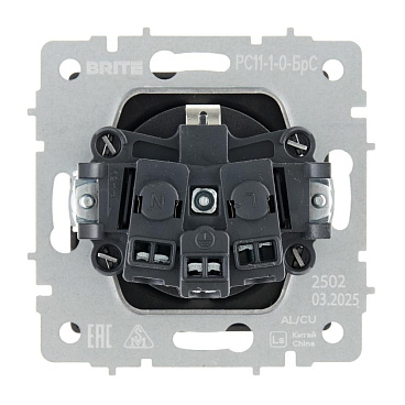Розетка IEK Brite РС11-1-0-БрС встраиваемая сталь с заземлением (BR-R11-16-K46)