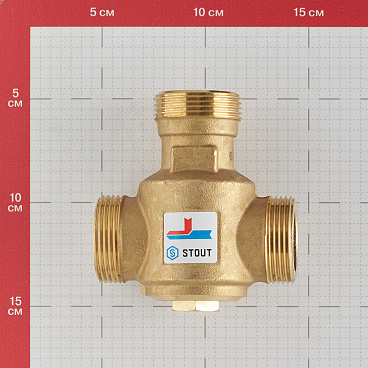 Клапан термостатический Stout 1 1/4 НР(ш) х 1 1/4 НР(ш) х 1 1/4 НР(ш) для твердотопливных котлов 60 °С (SVM-0030-325506)