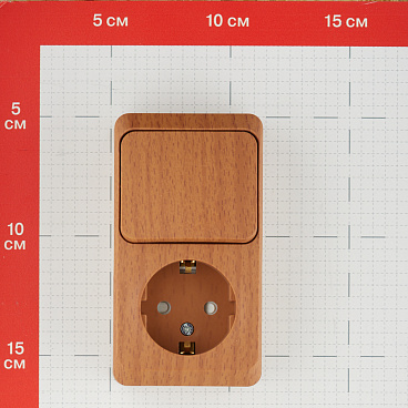 Блок выключатель и розетка Systeme Electric Этюд одноклавишный накладной бук (BPA16-201T)