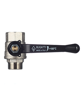 Кран шаровой латунный Bugatti 1 ВР(г) х 1 НР(ш) ручка прямой (03050213)