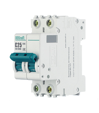 Автоматический выключатель модульный Dekraft BA-101 2P 25А тип C 4,5 кА 230/400 В (11068DEK)