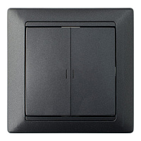 Выключатель Svet Стиль двухклавишный встраиваемый графит с подсветкой (EV 0365-9121)