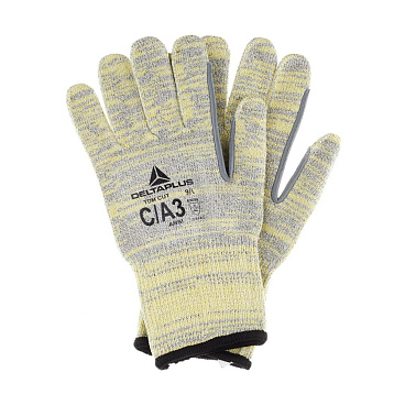 Перчатки полиэтиленовые 10 нитей антипорезные Delta Plus Venicut C05 серо-желтые 9 (L)