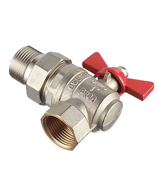 Кран шаровой латунный Valtec Base 1 ВР(г) х 1 НР(ш) бабочка с полусгоном угловой (VT.228.N.06)