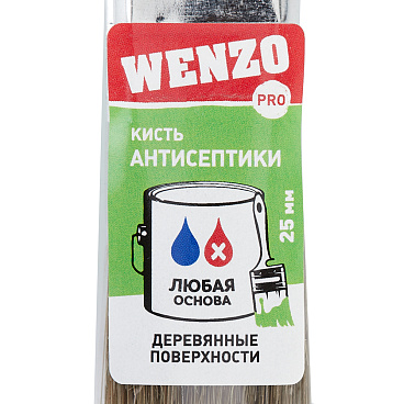 Кисть плоская смешанная щетина пластиковая ручка Wenzo Pro 25х10 мм для антисептиков