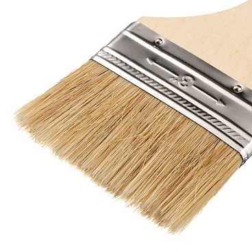 Кисть плоская натуральная щетина деревянная ручка 75х8 мм для эмалей и лаков на алкидной основе