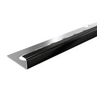 Профиль для плитки до 10 мм окантовочный Г-образный полированный нержавеющая сталь 2700х25х11,6 мм черный зеркальный