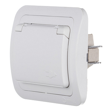 Розетка Makel Mimoza встраиваемая белая с крышкой (12009)