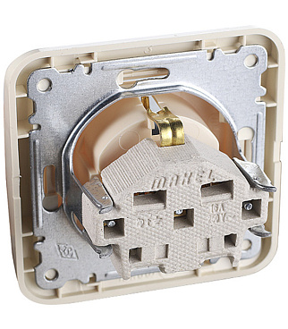 Розетка Makel Mimoza встраиваемая бежевая со шторками с крышкой (25009)