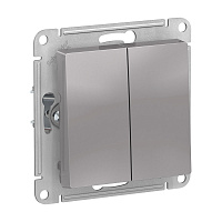 Выключатель Systeme Electric AtlasDesign Aqua двухклавишный встраиваемый алюминий (ATN440351)