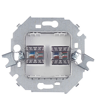 Розетка компьютерная Simon 15 встраиваемая белая 2хRJ45 (1591593-030)