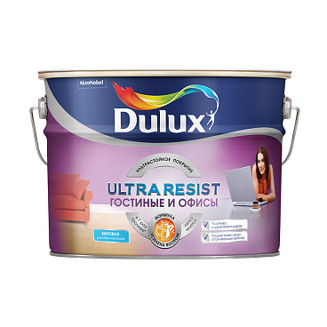 Краска моющаяся Dulux/Luxium Ultra Resist гостиные и офисы база BС бесцветная 9 л