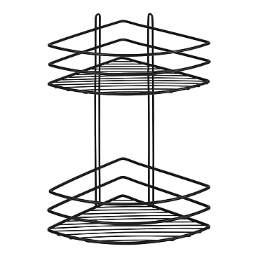 Полка для ванной Металаксон Drop угловая двухъярусная 200х200х380 мм металл черная (4894-2/ЧМПУОВ-2)