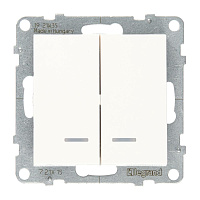 Выключатель Legrand Suno двухклавишный встраиваемый белый с подсветкой (721115)