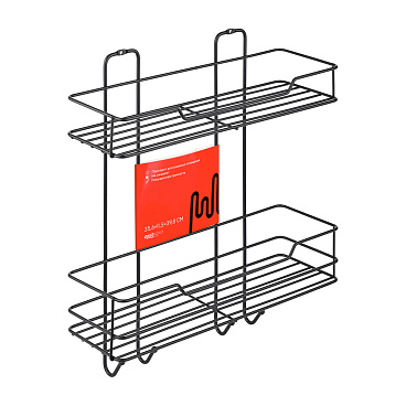 Полка для ванной ЧМЗ Лофт двухъярусная 356х115х398 мм металл черная (513-002-01)