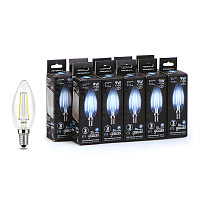 Лампа светодиодная филаментная Gauss E14  4100К 9 Вт 150-265 В свеча прозрачная (10 шт.)