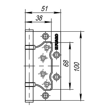 Петля Fuaro бабочка универсальная неразъемная 100х75 мм медь