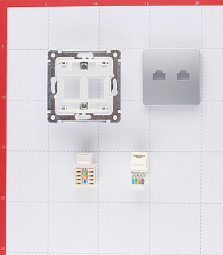 Розетка компьютерная/ телефонная Hegel Master встраиваемая серебро RJ11/ RJ45 (РСКТ-440-06)