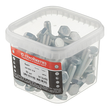 Болт оцинкованный M12x50 мм DIN 933 10,9 (50 шт.)