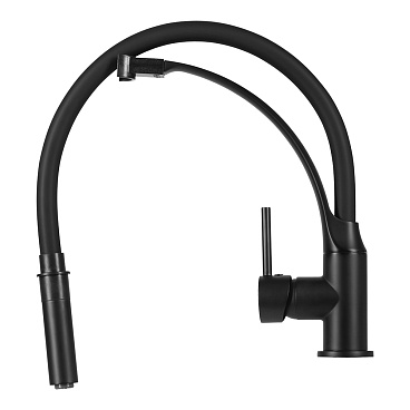 Смеситель для кухни Lemark Soul черный с гибким изливом однорычажный (LM6007BL)