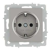 Розетка IEK Brite РС11-1-0-БрС встраиваемая сталь с заземлением (BR-R11-16-K46)