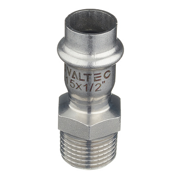Соединитель VALTEC (VTi.901.I.001504) 15 мм х 1/2 НР(ш) нержавеющая сталь