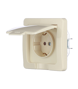 Розетка Hegel Master встраиваемая слоновая кость с крышкой (РС16-511-01)