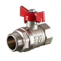 Кран шаровой латунный Valtec 3/4 ВР(г) х 3/4 НР(ш) бабочка прямой (VT.123.N.05)