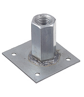 Пластина опорная оцинкованная 60х60х2 мм с гайкой М16