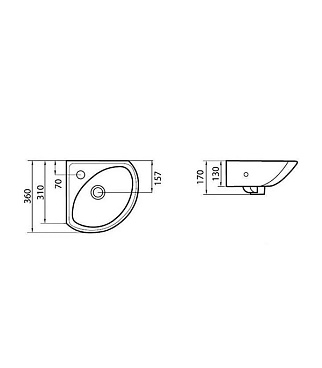 Раковина-мини Sanita Beep 36 см угловая подвесная белая (VERSAWB01)