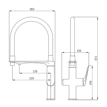 Смеситель для кухни Tokito Mitsuishi графит с гибким изливом с подключением к фильтру однорычажный (TOK-MIT-1012GM)