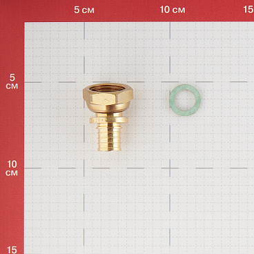 Соединитель прямой Stout 16 мм х 1/2 ВР(г) с накидной гайкой латунный (SFA-0019-001612)