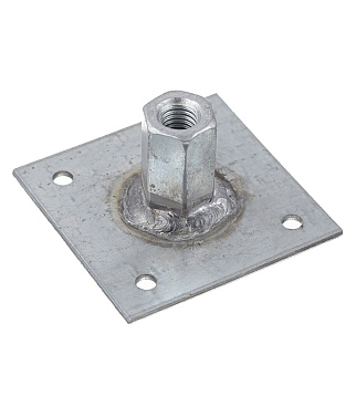 Пластина опорная оцинкованная 60х60х2 мм с гайкой М10