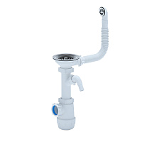 Сифон для мойки АНИ пласт 3 1/2х40 мм с выпуском d115 мм с отводом с переливом с соединением 40 мм (A1042SP15DIY)