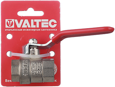 Кран шаровой латунный Valtec Base 1/2 ВР(г) х 1/2 ВР(г) ручка прямой (VT.214.N.04)