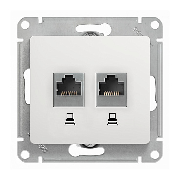Розетка компьютерная Systeme Electric Glossa встраиваемая белая 2хRJ45 (GSL000185KK)