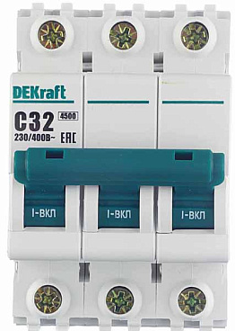 Автоматический выключатель модульный Dekraft BA-101 3P 32А тип C 4,5 кА 230/400 В (11081DEK)