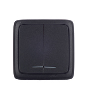 Выключатель Hegel Alfa двухклавишный накладной черный с подсветкой (ВА10-154-08)