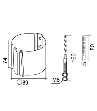 Кронштейн хомут труб Grand Line металлический на кирпичную стену d90 мм темно-коричневый RR 32 с крепежом