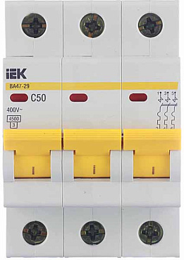 Автоматический выключатель модульный IEK Karat ВА 47-29 3P 50А тип C 4,5 кА 400 В (MVA20-3-050-C)