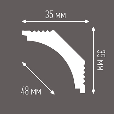 Плинтус потолочный из пенополистирола 35х35х2000 мм под натяжной потолок Плинтэкс N35/35