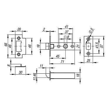 Защелка межкомнатная Fuaro Plastic P12-45-25 графит