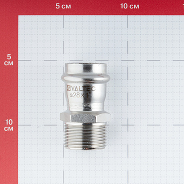 Соединитель VALTEC (VTi.901.I.002806) 28 мм х 1 НР(ш) нержавеющая сталь