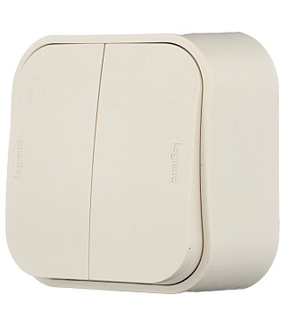 Выключатель Legrand Quteo двухклавишный накладной слоновая кость (782232)