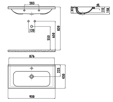 Раковина мебельная 45*90 см, IDEAL 90, цв. белый ID090-00CB00E-0000