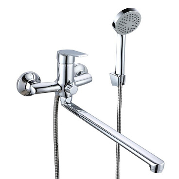 Смеситель для ванны РМС SL хром однорычажный с длинным изливом с лейкой (SL132-006E)