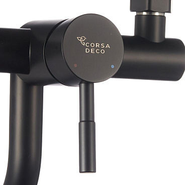 Смеситель для ванны Сorsa Deco NS черный однорычажный с коротким изливом с лейкой (FBTNS1B)
