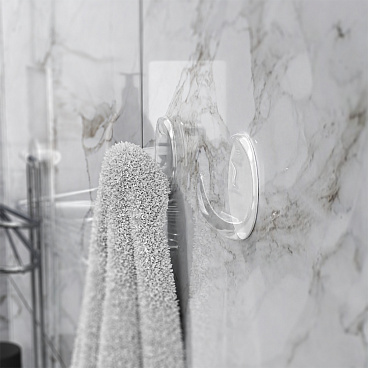 Крючок для ванной Kleber Strong одинарный самоклеящийся пластик прозрачный (3 шт.) (KLE-SG007/9691)