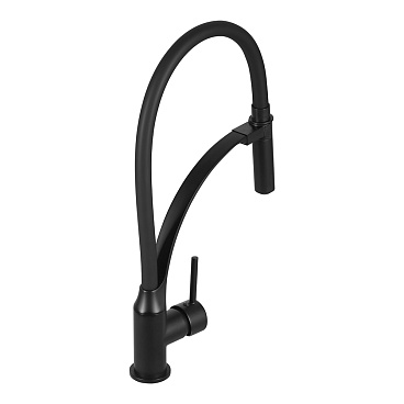 Смеситель для кухни Lemark Soul черный с гибким изливом однорычажный (LM6007BL)