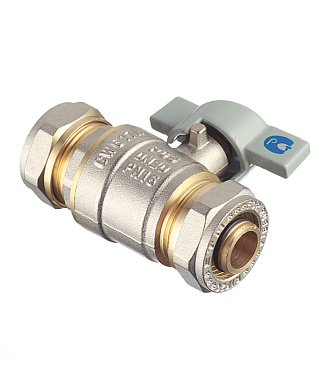 Кран шаровой латунный 20 обж(ц) х 20 обж(ц) для металлопластиковых труб бабочка прямой